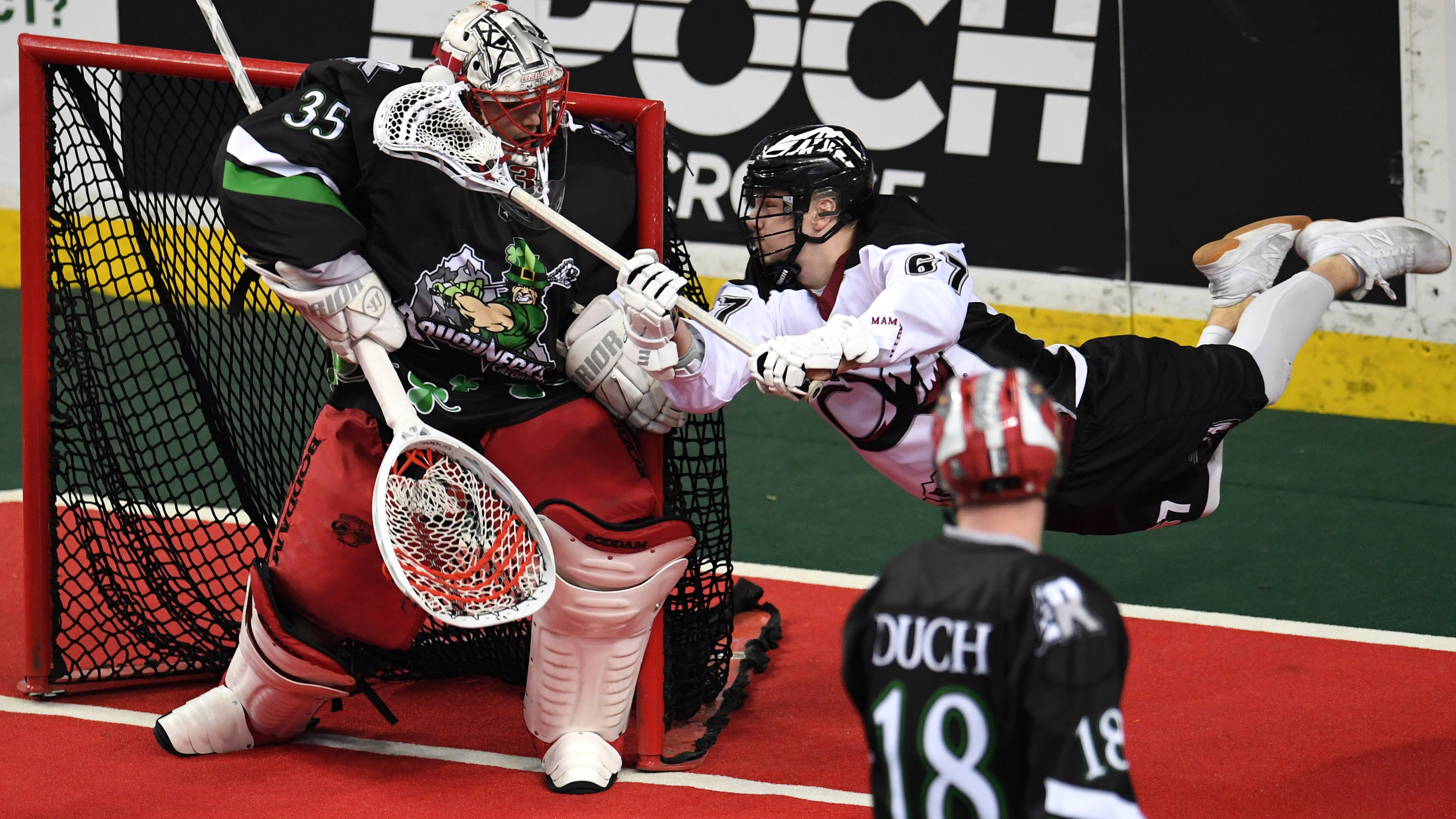Adorned in shamrocks for St. Patrick’s Day, the Roughnecks couldn’t overcom...