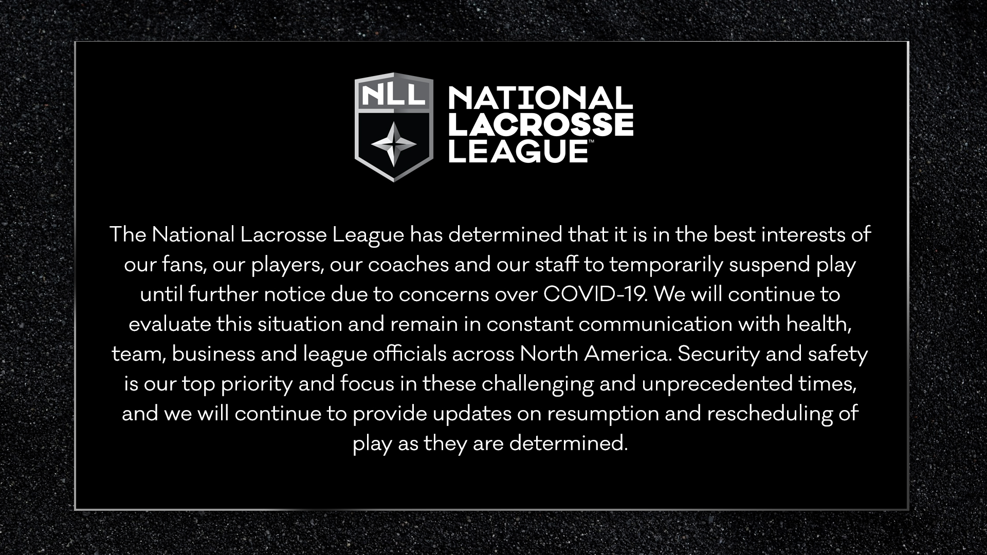 National Lacrosse League Suspends Season Due to COVID-19 Concerns
